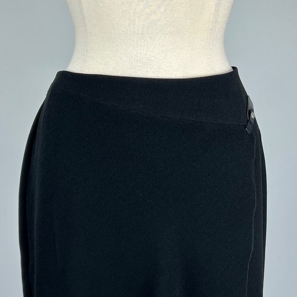 Marisa Minicucci Womens Faux Wrap Pencil Skirt Black Knee Length size 12 - Picture 2 of 8